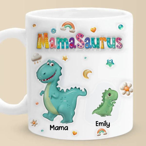 Tiny Dino, Big Love - Family Personalized Custom 3D Inflated Effect Printed Mug - Mother's Day, Gift For Mom, Grandma