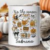 Tis the Season Retro Spooky Halloween Personalized Mug, Autumn Vibes Essentials Gift with Custom Name