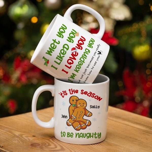 Tis The Season To Be Naughty Couple, Personalized Mug - Christmas Gift For Couples