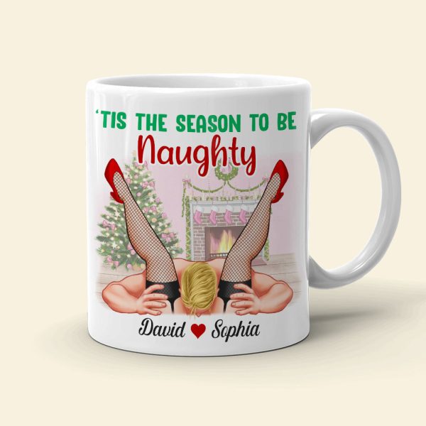Tis' The Season To Be Naughty Personalized Couple Coffee Mug, Christmas Gift For Couple