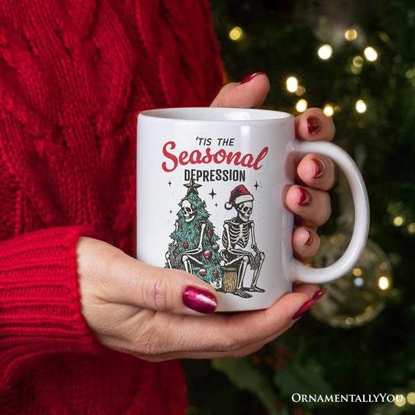 Tis the Seasonal Depression Personalized Mug, Dark Humor Christmas Gift with Custom Name