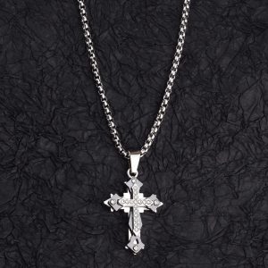 Titanium Steel Cross Pendant Necklace