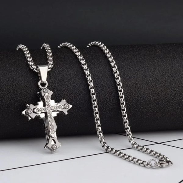 Titanium Steel Cross Pendant Necklace
