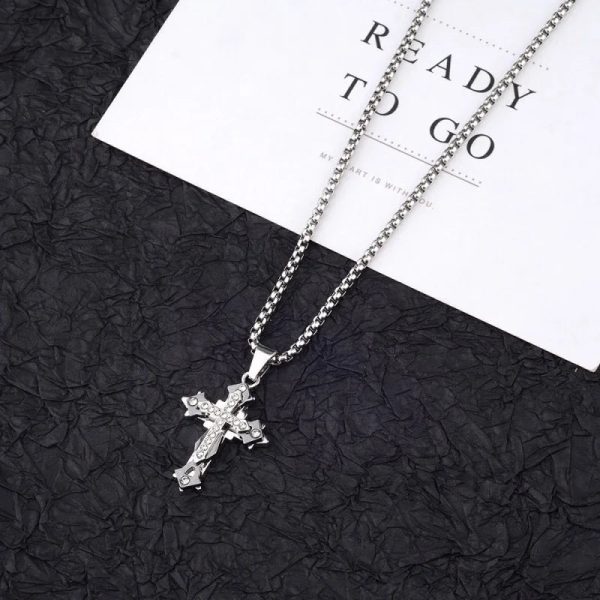 Titanium Steel Cross Pendant Necklace