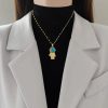 Titanium Steel Star Pendant Necklace in Gold Tone