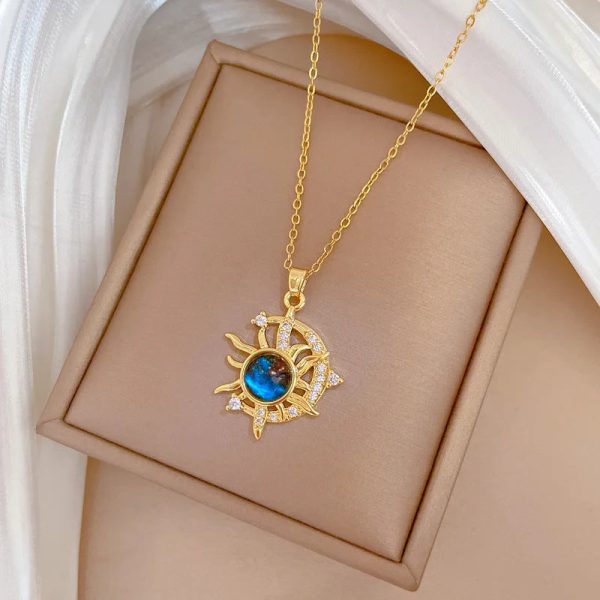 Titanium Steel Star Pendant Necklace in Gold Tone