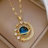 Titanium Steel Star Pendant Necklace in Gold Tone