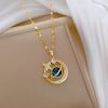 Titanium Steel Star Pendant Necklace in Gold Tone