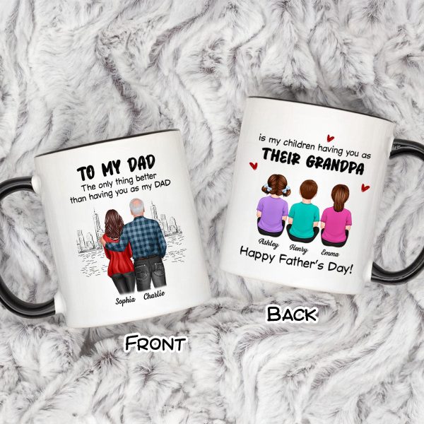 To Dad My Children Having You As Their Grandpa Back View Family Personalized Mug, Gift For Dad