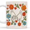 To Mom, Love Grows Here, Hands, Heart and Flowers - Personalized Custom Coffee Mug - CPL377_MG