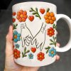 To Mom, Love Grows Here, Hands, Heart and Flowers - Personalized Custom Coffee Mug - CPL377_MG