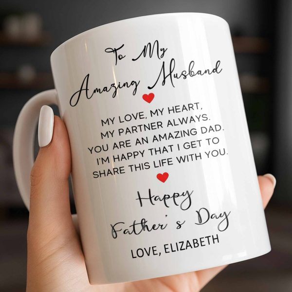 To My Amazing Husband Love And Heart - Personalized Custom Coffee Mug - HSB084_MG