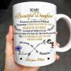 To My Beautiful Daughter, Whenever You Feel Overwhelmed, Remember Whose Daughter You Are, Flowers and Heart - Personalized Custom Coffee Mug - DAU149_MG