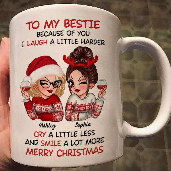 To My Bestie Sassy Girls Personalized Mug, Funny Christmas Gift For Sisters