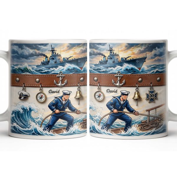 To My Courageous Sailor, Ship And Ocean Waves Design - Personalized Custom Coffee Mug - JBS103_MG