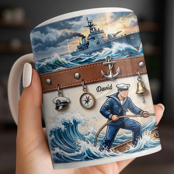 To My Courageous Sailor, Ship And Ocean Waves Design - Personalized Custom Coffee Mug - JBS103_MG