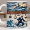 To My Courageous Sailor, Ship And Ocean Waves Design - Personalized Custom Coffee Mug - JBS103_MG