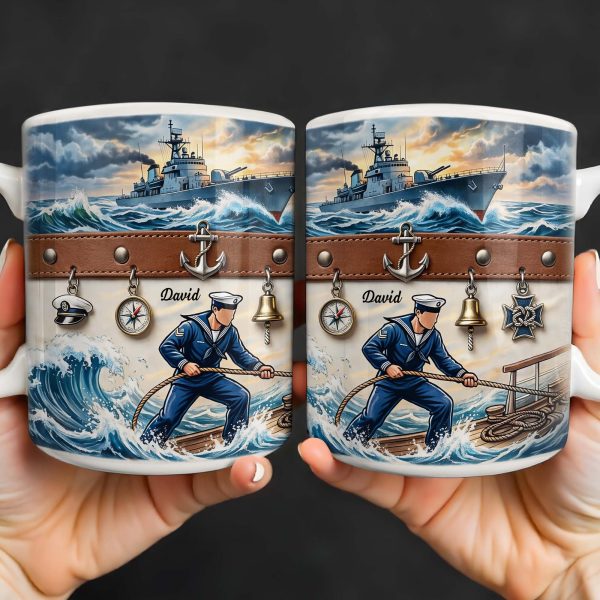 To My Courageous Sailor, Ship And Ocean Waves Design - Personalized Custom Coffee Mug - JBS103_MG
