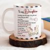 To My Daughter Ceramic Mug, Personalized Sweet Message, Cute Handholding Art, Unique Gift For Daughter