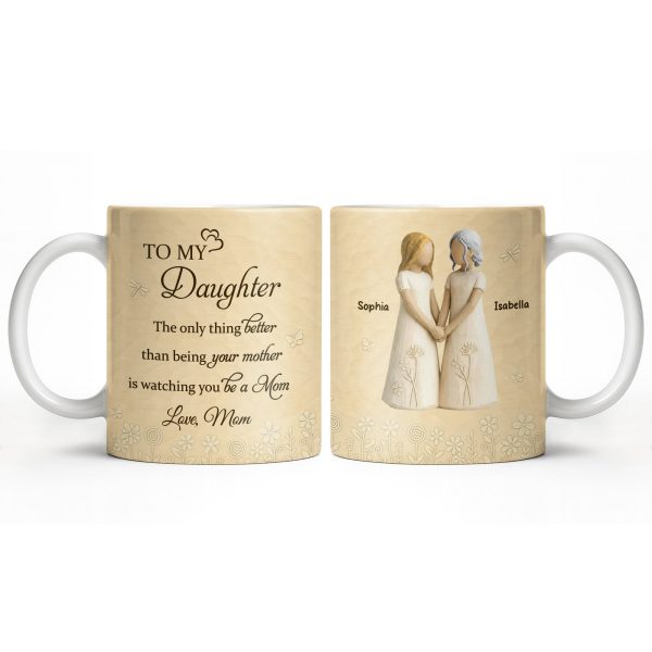 To My Daughter, Flowers and Hearts Design - Personalized Custom Coffee Mug - DAU268_MG