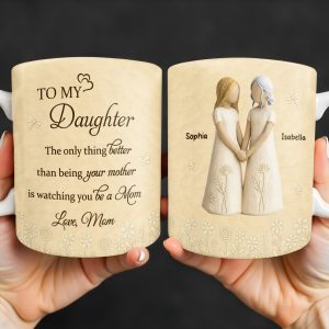 To My Daughter, Flowers and Hearts Design - Personalized Custom Coffee Mug - DAU268_MG