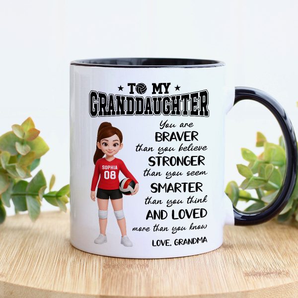 To My Daughter Granddaughter Volleyball Player You Are Braver Than You Think - Personalized Mug