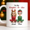 To My Daughter-In-Law, Thank You For Loving My Son, Christmas Reindeer Antlers - Personalized Custom Coffee Mug - DILA062_MG