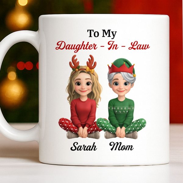 To My Daughter-In-Law, Thank You For Loving My Son, Christmas Reindeer Antlers - Personalized Custom Coffee Mug - DILA062_MG