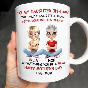 To My Daughter-In-Law The Only Thing Better Than Being Your Mother-In-Law, Mother and Daughter Characters - Personalized Custom Coffee Mug - DAU172_MG