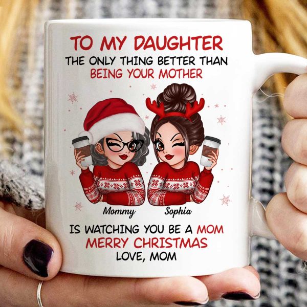 To My Daughter Son Watching You Be A Mom Dad Merry Christmas Personalized Mug, Christmas Gift For Daughters, Sons