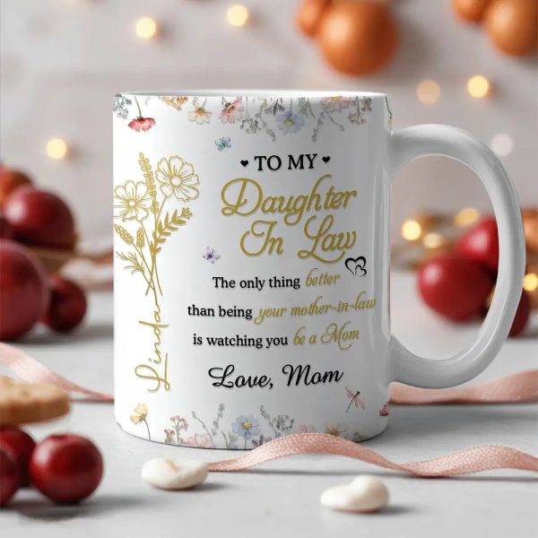 To My Daughter Watching You Be a Mom Personalized Floral Mug Touching Mother's Day Gift from Mom to Daughter