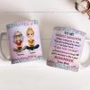 To My Daughter White Ceramic Mug with Cartoon Mom and Daughter Illustration, Sentimental Quote Design, Perfect Gift for Family Love