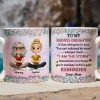 To My Daughter White Ceramic Mug with Cartoon Mom and Daughter Illustration, Sentimental Quote Design, Perfect Gift for Family Love