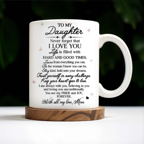 To My Daughter with Pansy Flower and Butterflies - Personalized Custom Coffee Mug - FM006_MG