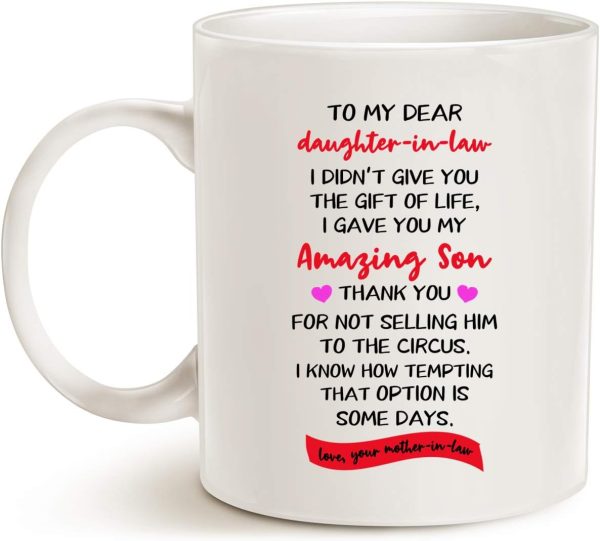 To My Dear Daughter in Law Coffee Mug Funny Gift from Mother in Law