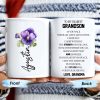 To My Dearest Grandson Love From Grandma With Pansy Flower Design - Personalized Custom Coffee Mug - GSN024_MG