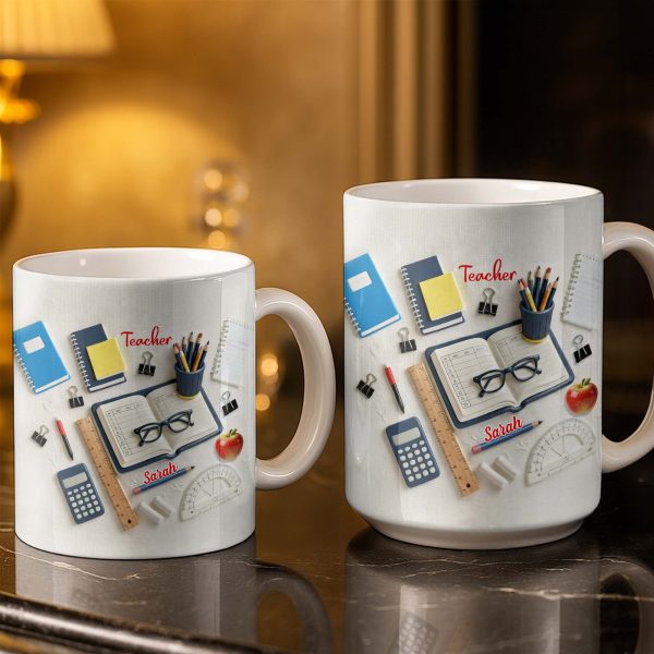 To My Favorite Teacher Stationery and Apple Design - Personalized Custom Coffee Mug - TEACH067_MG