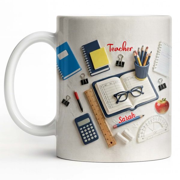 To My Favorite Teacher Stationery and Apple Design - Personalized Custom Coffee Mug - TEACH067_MG
