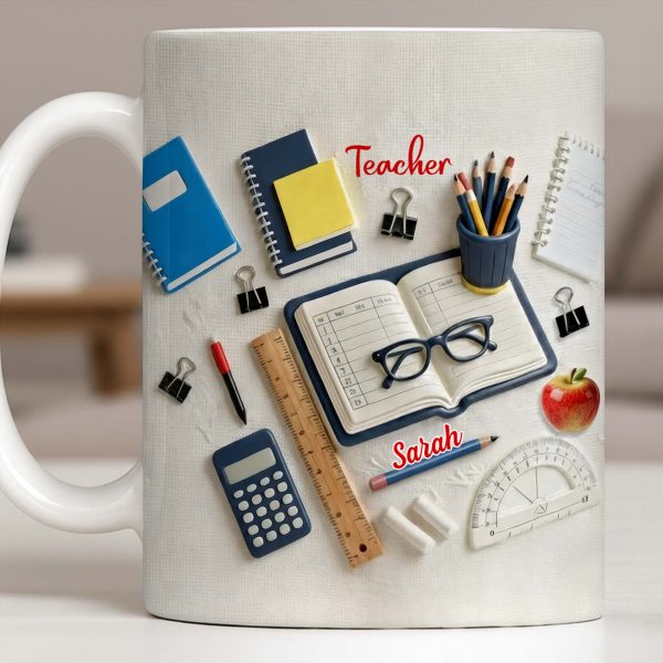 To My Favorite Teacher Stationery and Apple Design - Personalized Custom Coffee Mug - TEACH067_MG