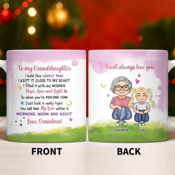 To My Granddaughter Feel My Love Morning Noon And Night - Personalized Custom Coffee Mug - GDT534_MG