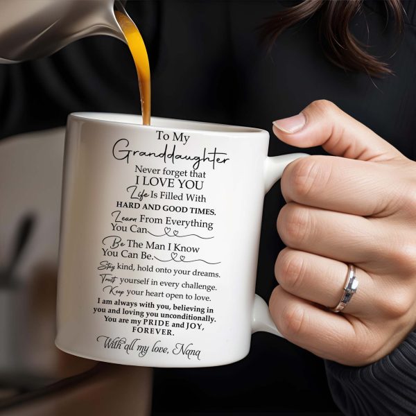 To My Granddaughter, Learn and Love, Pansy Flowers - Personalized Custom Coffee Mug - GDT134_MG