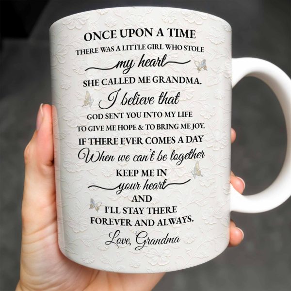 To My Granddaughter, Love Grandma, Beautiful Flower And Butterfly Design - Personalized Custom Coffee Mug - GDT389_MG
