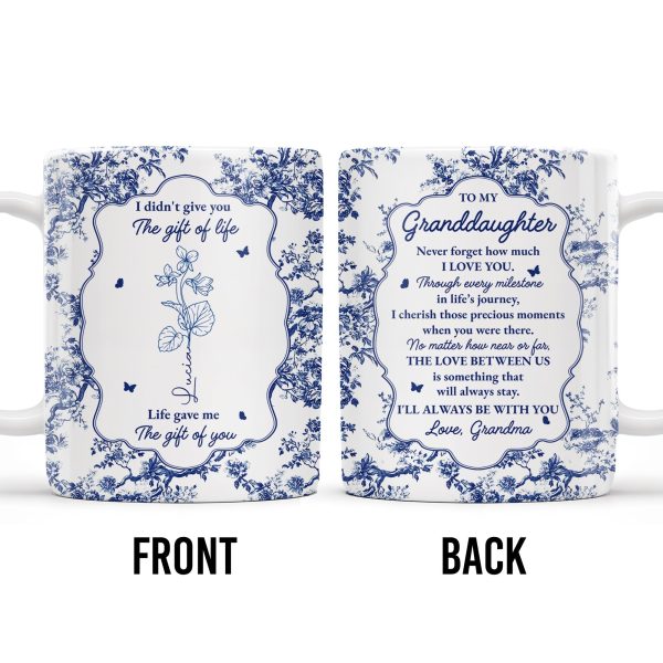 To My Granddaughter, Never Forget How Much I Love You, Flowers And Decorative Borders - Personalized Custom Coffee Mug - GDT296_MG