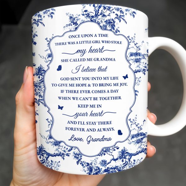 To My Granddaughter, Once Upon A Time There Was A Little Girl Who Stole My Heart, Floral Patterns - Personalized Custom Coffee Mug - GDT297_MG