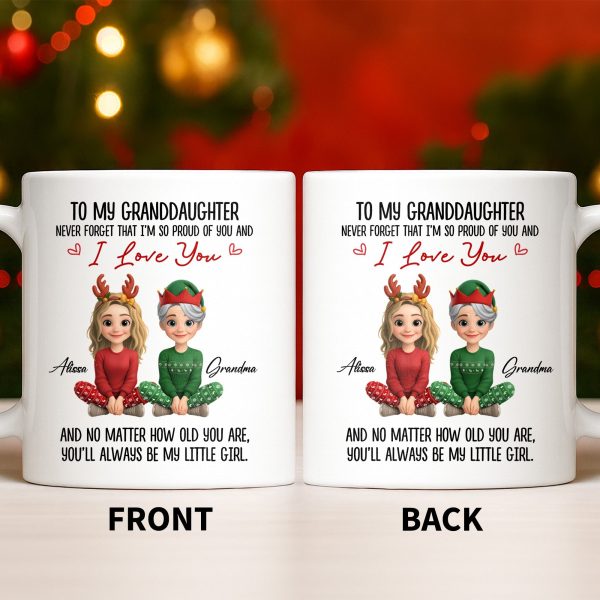 To My Granddaughter, Proud And Loving Message With Christmas Outfits - Personalized Custom Coffee Mug - GDT527_MG