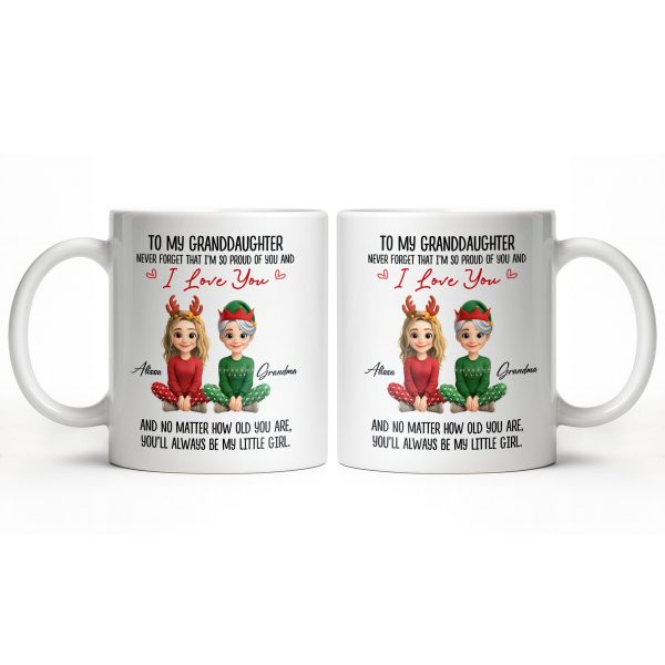 To My Granddaughter, Proud And Loving Message With Christmas Outfits - Personalized Custom Coffee Mug - GDT527_MG