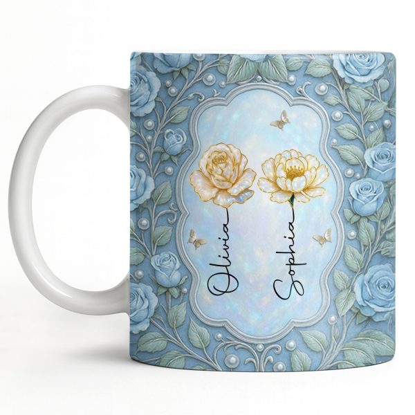 To My Granddaughter, Roses and Crowns Design - Personalized Custom Coffee Mug - GDT541_MG