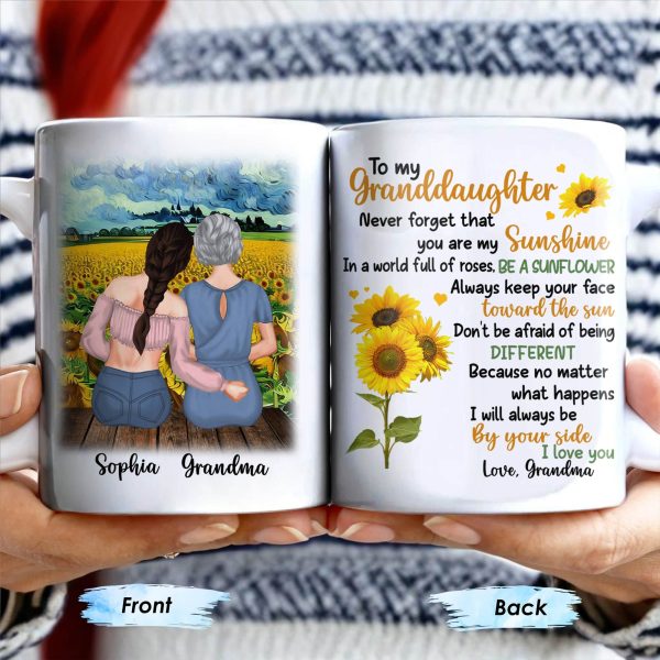 To My Granddaughter You Are My Sunshine Sunflower Mug - Personalized Custom Coffee Mug - GDT322_MG
