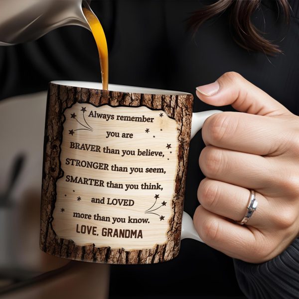 To My Grandson, Always Remember You Are Braver, Graduation Cap and Diploma - Personalized Custom Coffee Mug - GRAD320_MG