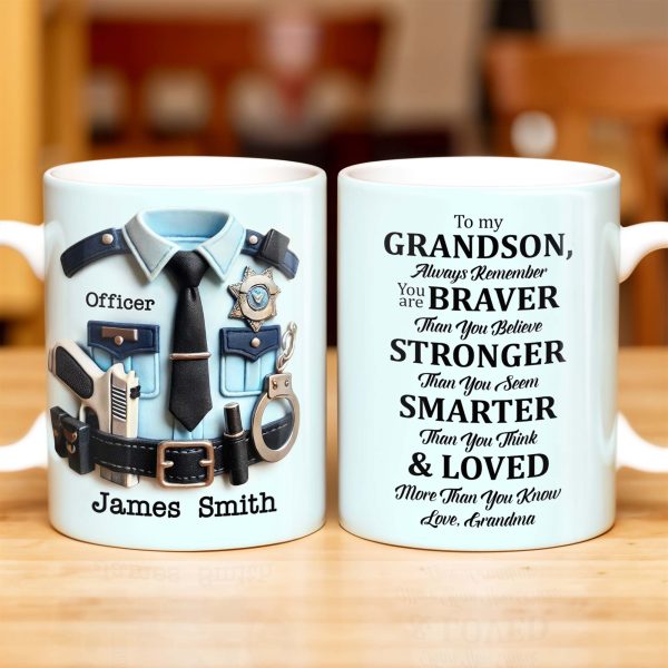 To My Grandson, Always Remember You Are Braver Than You Believe - Personalized Custom Coffee Mug - OFC022_MG